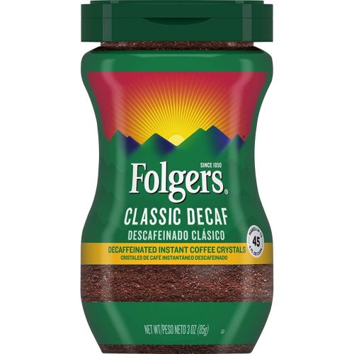 FOLGERS CLASSIC DECAF ROAST CRYSTAL INSTANT COFFEE, 3 OUNCE