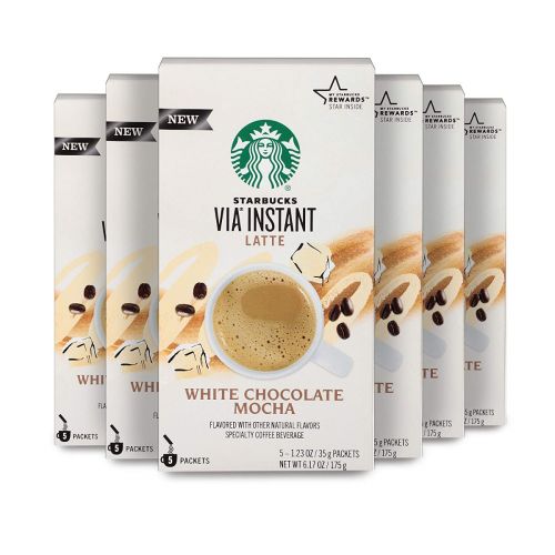 Starbucks VIA Instant Coffee Flavored Packets — White Chocolate Mocha Latte — 6 boxes (30 packets total)