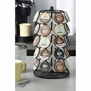 Nifty Coffee Pod Carousel – Compatible with K-Cups, 35 Pod Pack Storage, Spins 360-Degrees, Lazy Susan Platform, Modern Black Design, Home or Office Kitchen Counter Organizer