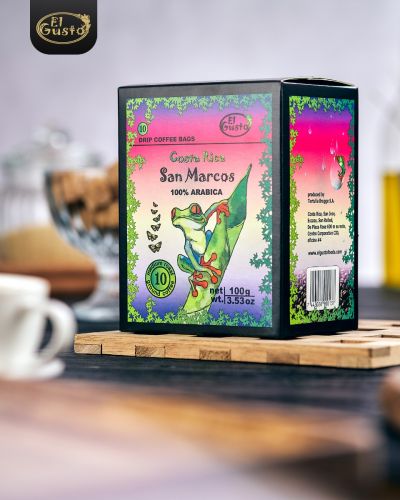 El Gusto San Marcos Costa Rican Drip Coffee Bags, Single Serve Pour Over Pouches, Medium Roast, 100% Arabica, Single Origin (10-Pack, 3.53 oz)