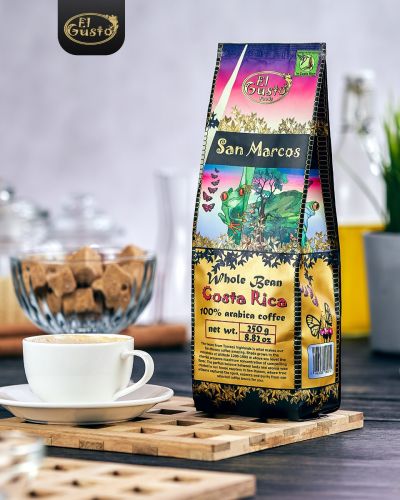El Gusto Whole Bean Coffee - Single Origin Costa Rican Coffee, Medium Roast, 100% Arabica, Fresh, Shade Grown, Handpicked & Sun-Dried - Roasted & Sealed For Freshness - San Marcos (8.82 oz)